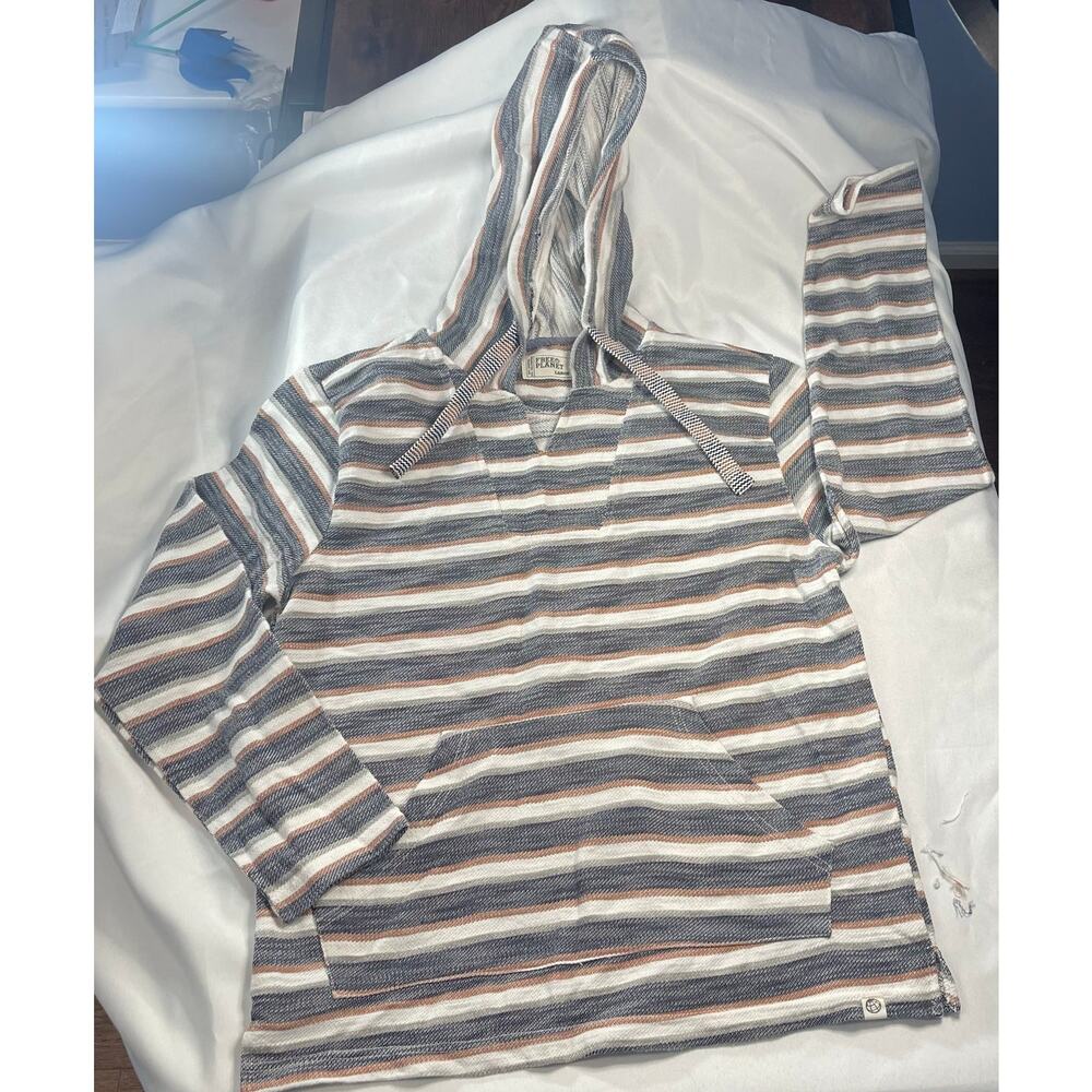 Free Planet Large Beach hooded pancho blue/tan/rust preowned